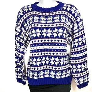 Eddie Bauer Vintage Blue Snowflake Knit Sweater